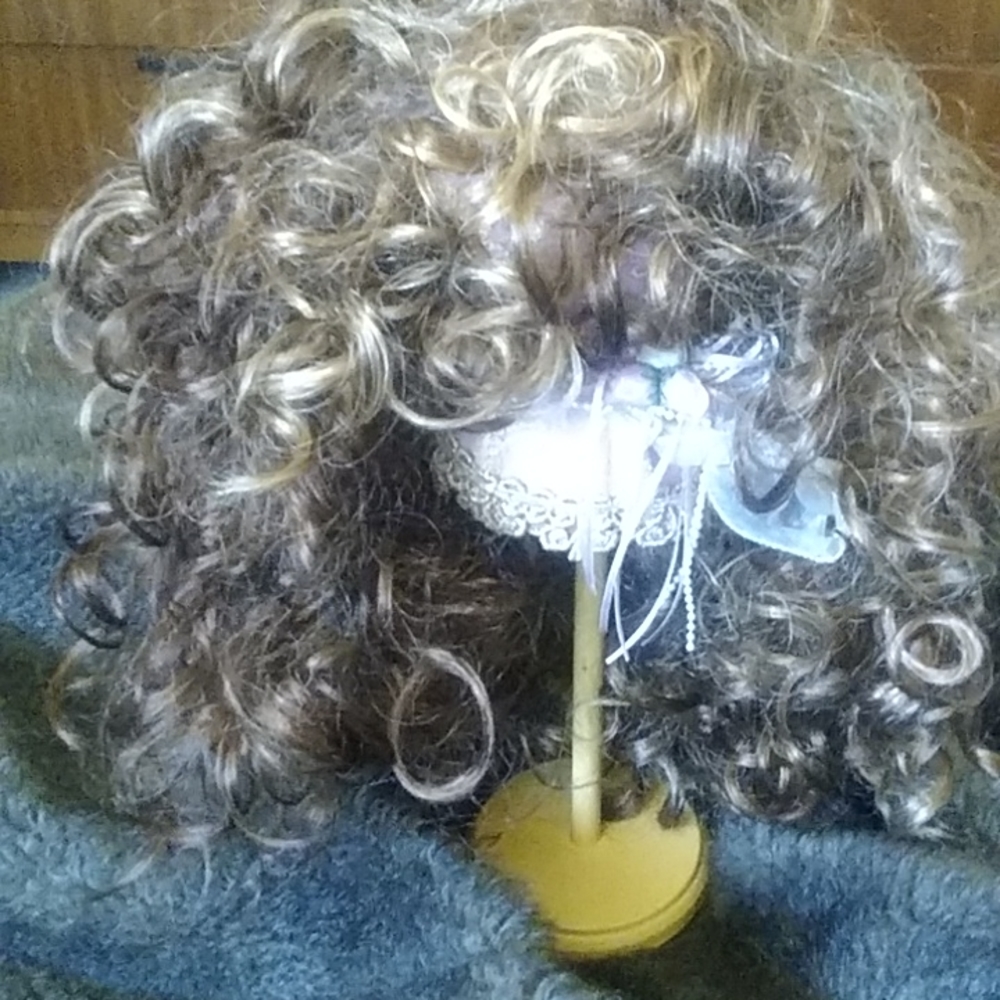 Curly auburn wig